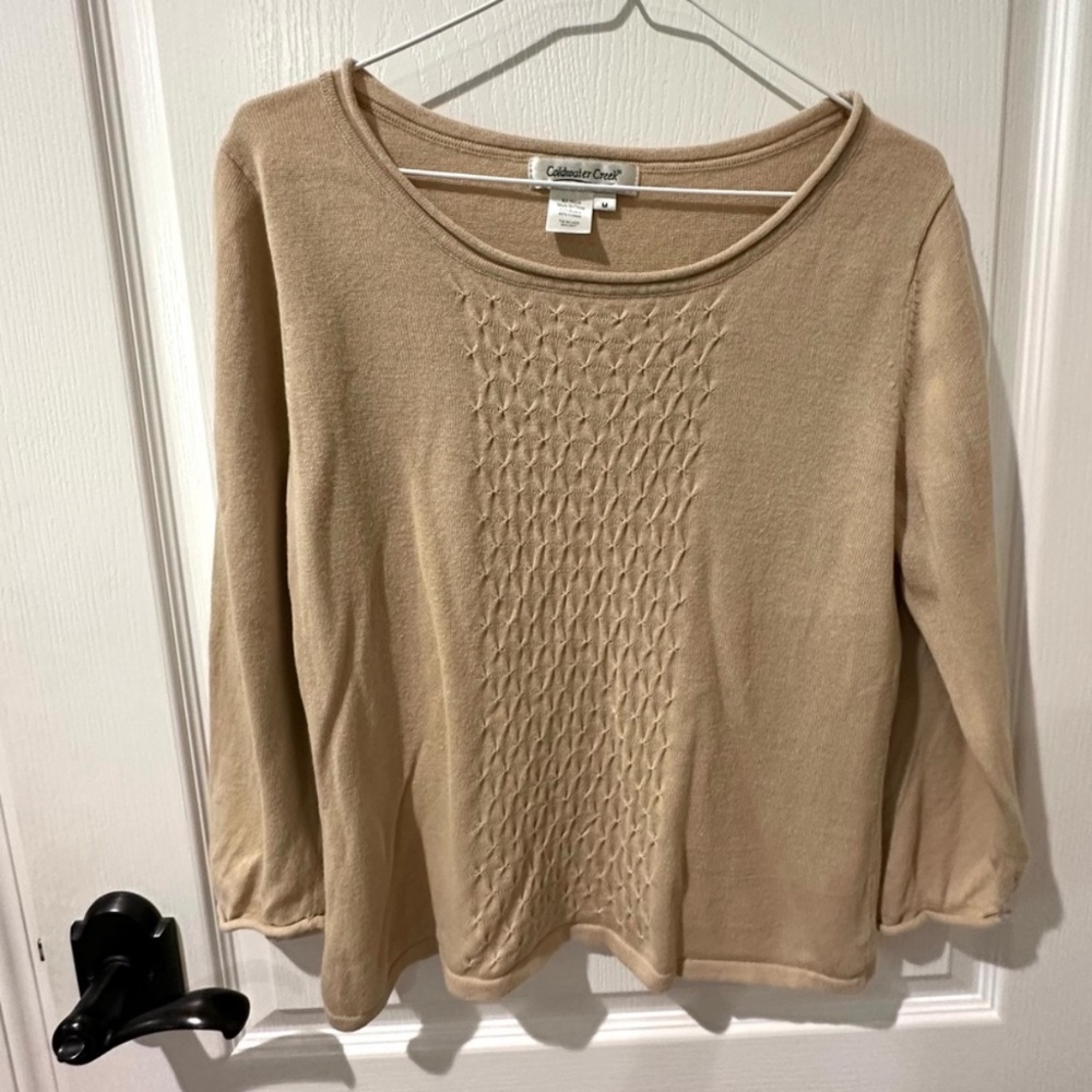 Coldwater Creek Cream Beige Knit Sweater Top